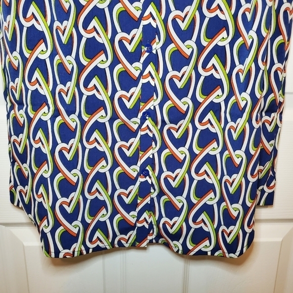 CAbi 5370 Amour Heart Sleeveless Button Down Shirt Dress Navy Blue Womens XS - Picture 5 of 12